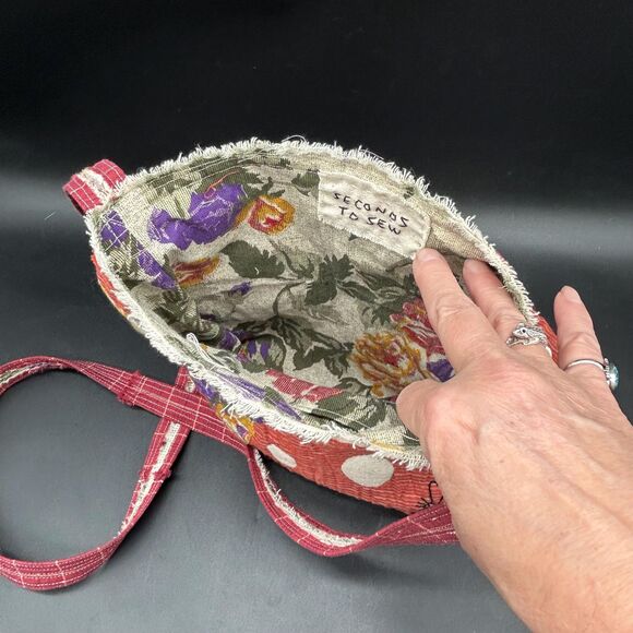 One of a Kind Hand Made Hand Stitched Embroidered Cross Body Bag Purse - Picture 2 of 4